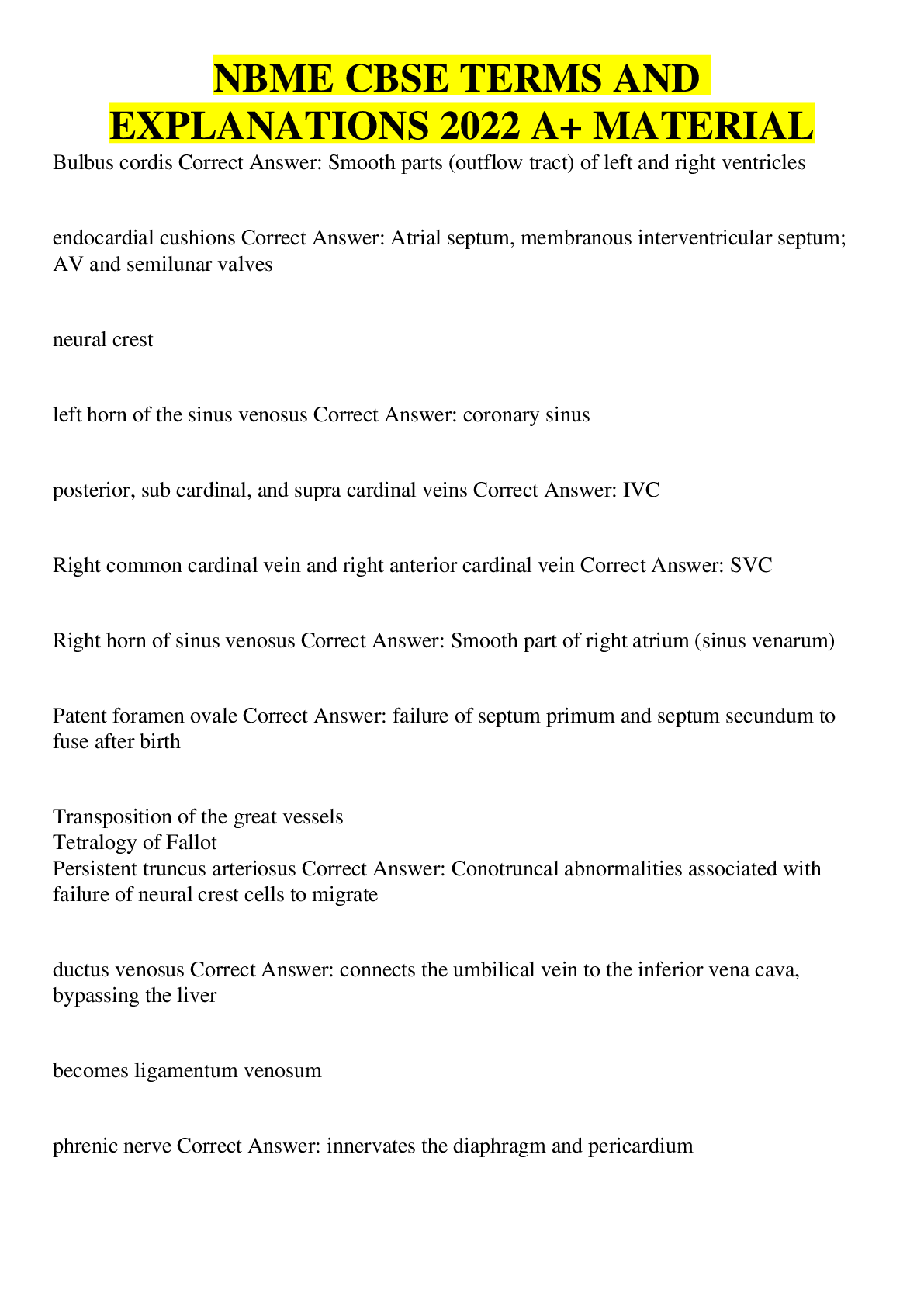 Preview image of NBME CBSE TERMS AND EXPLANATIONS 2022 A+ MATERIAL document